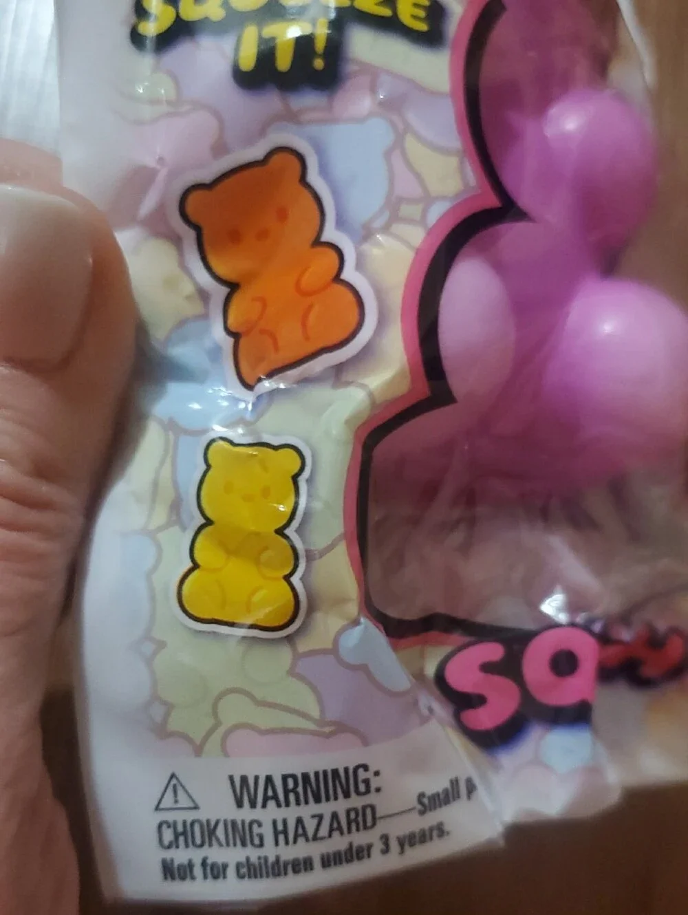 Kids SQUISHY Squeeze Bear Toy - Pink